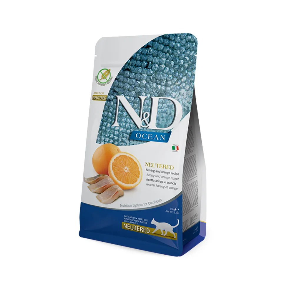 Granuly N&D cat OCEAN (GF) adult, neutered, herring & orange 1,5 kg