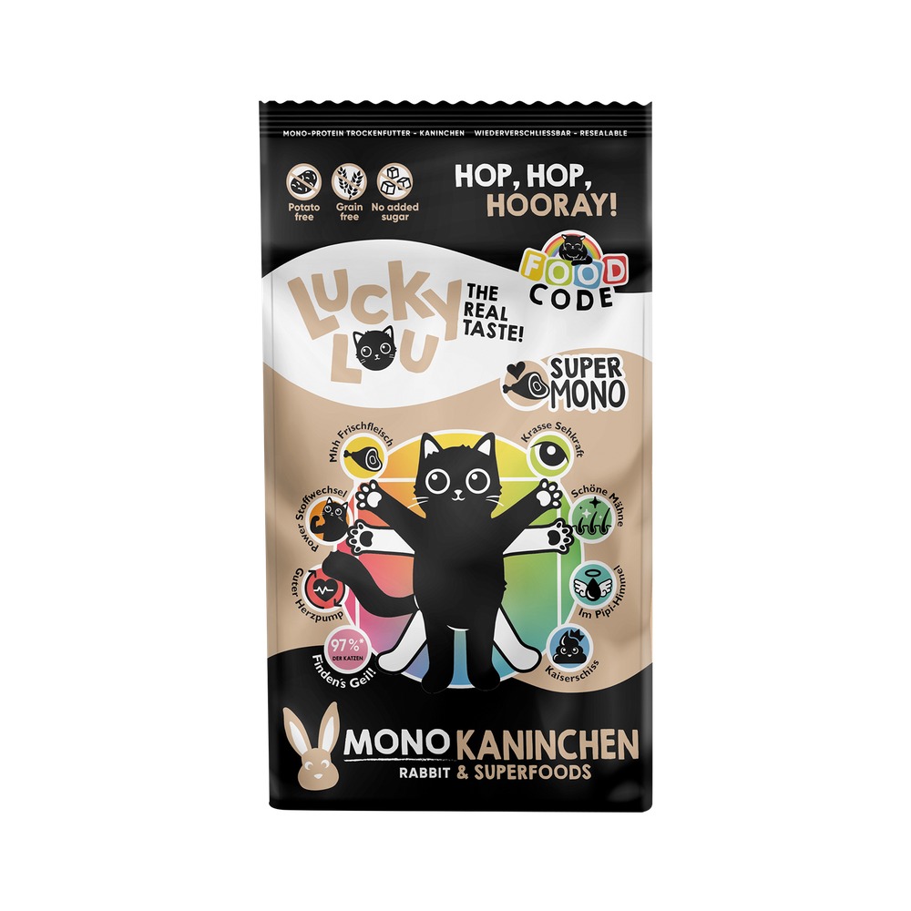 Granuly - LUCKY LOU Food Code pre mačky Adult MONO – Králik - 1.7kg