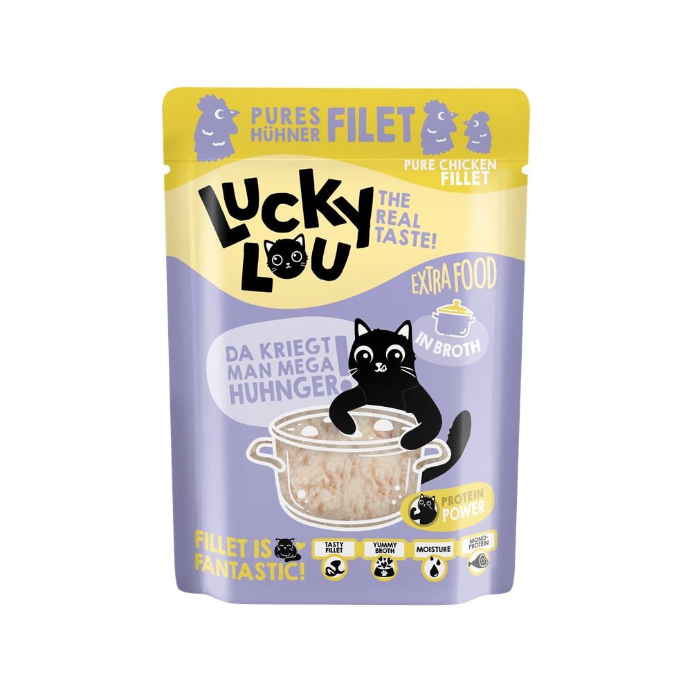 LUCKY LOU Extrafood pre Mačky Adult – Kurací filet vo vývare 70g