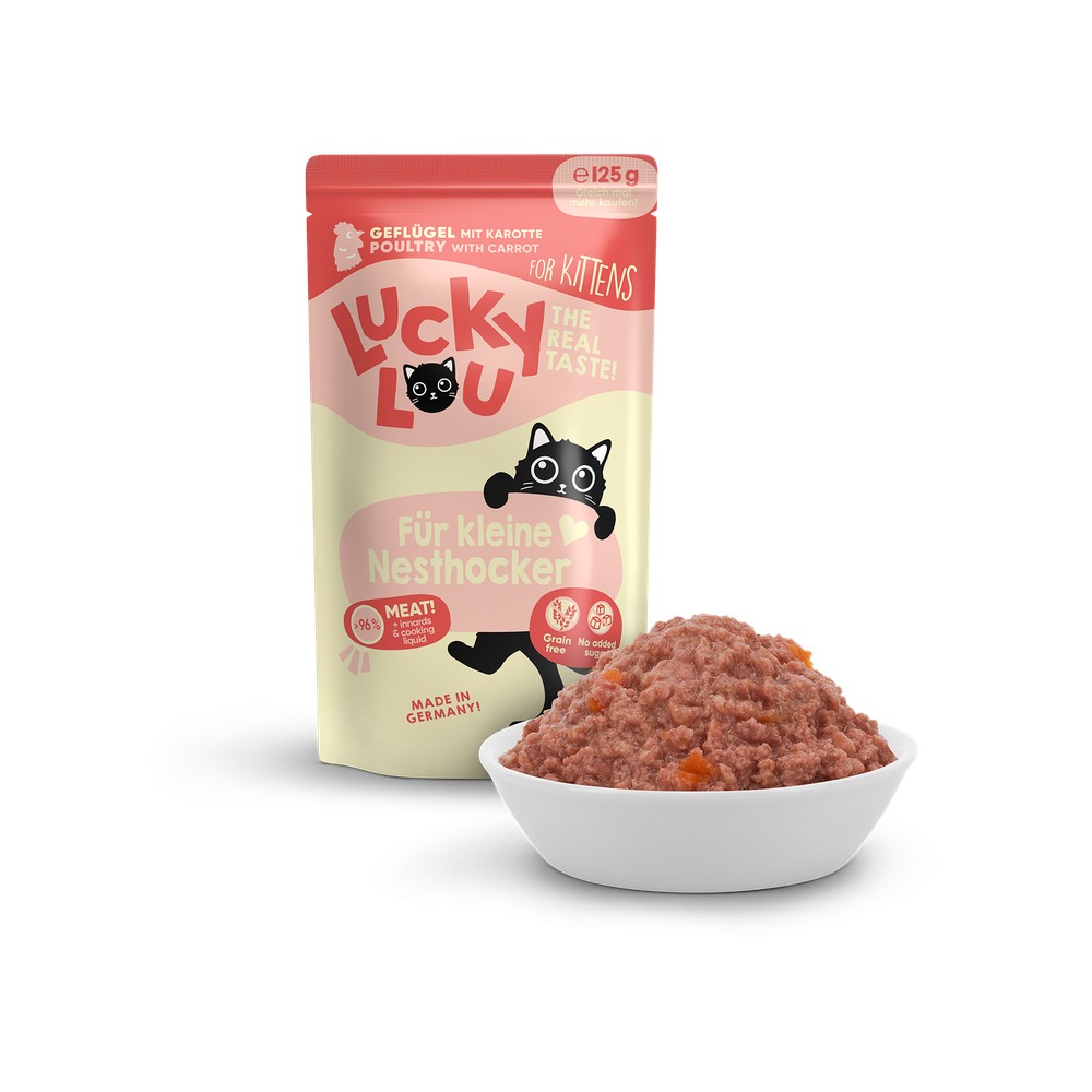 LUCKY LOU Lifestage pre Mačiatka Kitten – Hydina 125g