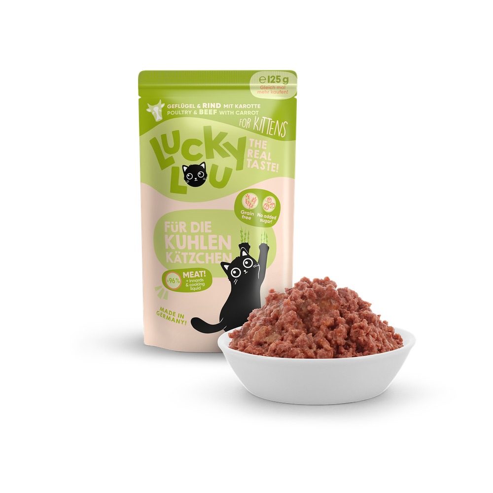 LUCKY LOU Lifestage pre Mačiatka Kitten – Hydina a Hovädzie 125g