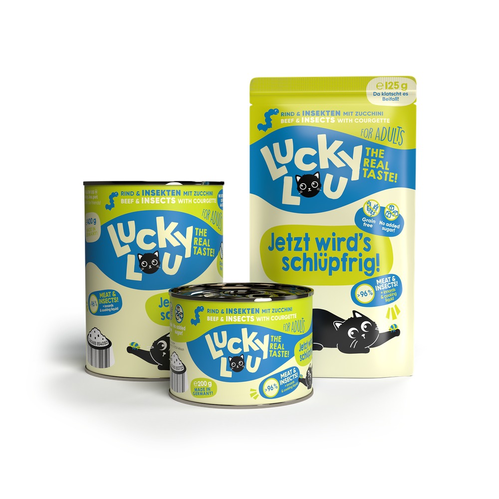 LUCKY LOU Lifestage pre Mačky Adult – Hmyz a Hovädzie 4 x 125g