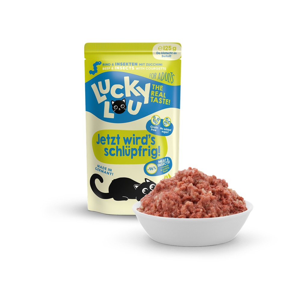 LUCKY LOU Lifestage pre Mačky Adult – Hmyz a Hovädzie 125g