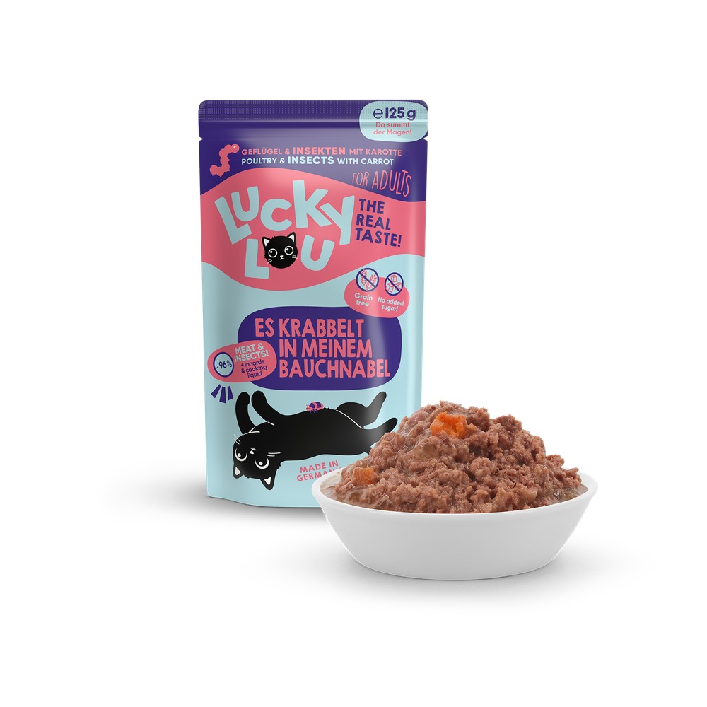 LUCKY LOU Lifestage pre Mačky Adult – Hmyz a Hydina 125g