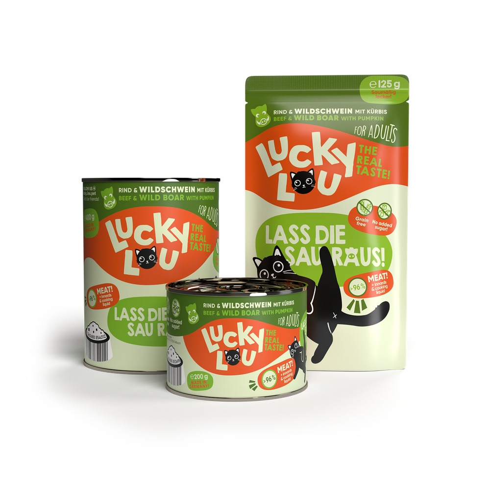 LUCKY LOU Lifestage pre Mačky Adult – Hovädzie a Divina 4 x 125g