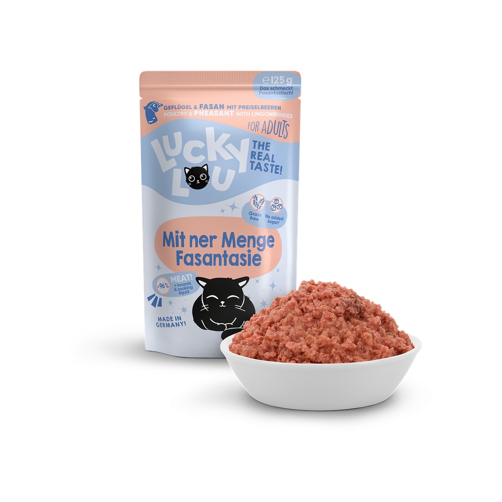 LUCKY LOU Lifestage pre Mačky Adult – Hydina a Bažant 125g