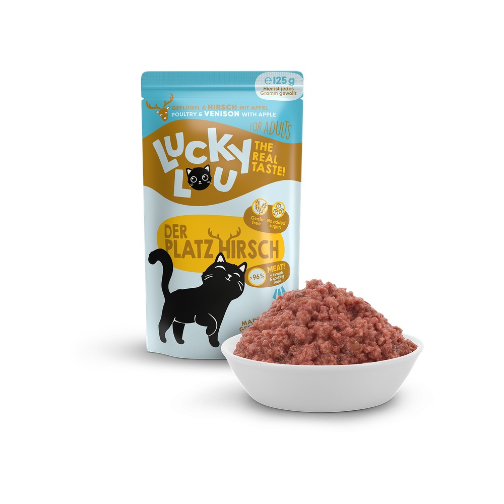 LUCKY LOU Lifestage pre Mačky Adult – Hydina a Jeleň 300g