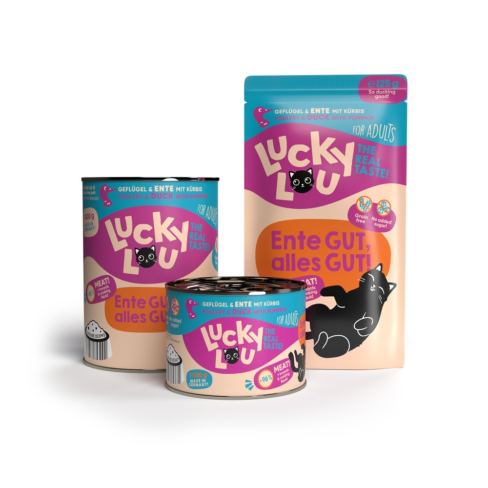 LUCKY LOU Lifestage pre Mačky Adult – Hydina a Kačka 4 x 125g