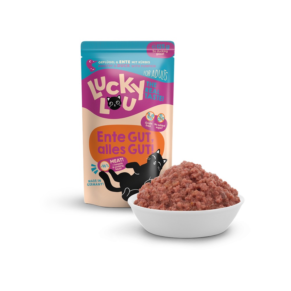 LUCKY LOU Lifestage pre Mačky Adult – Hydina a Kačka 300g