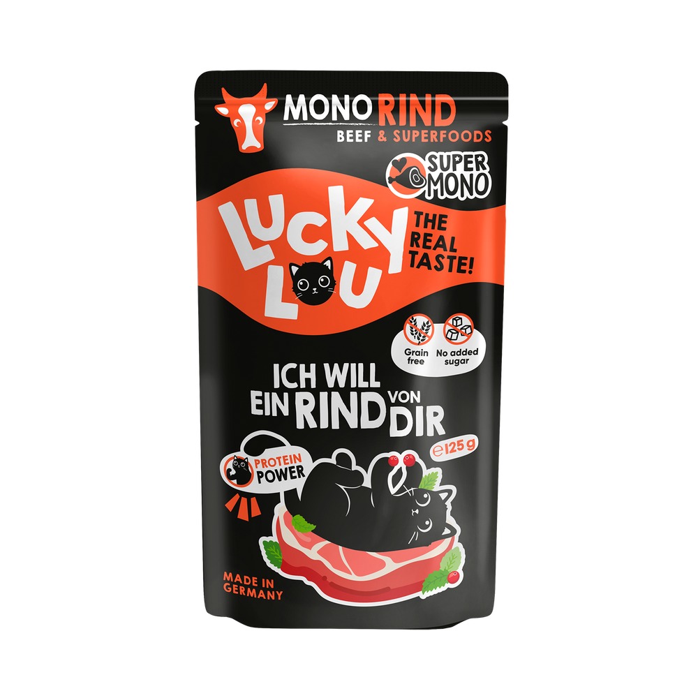 LUCKY LOU SuperMono pre Mačky Adult – Hovädzie 125g