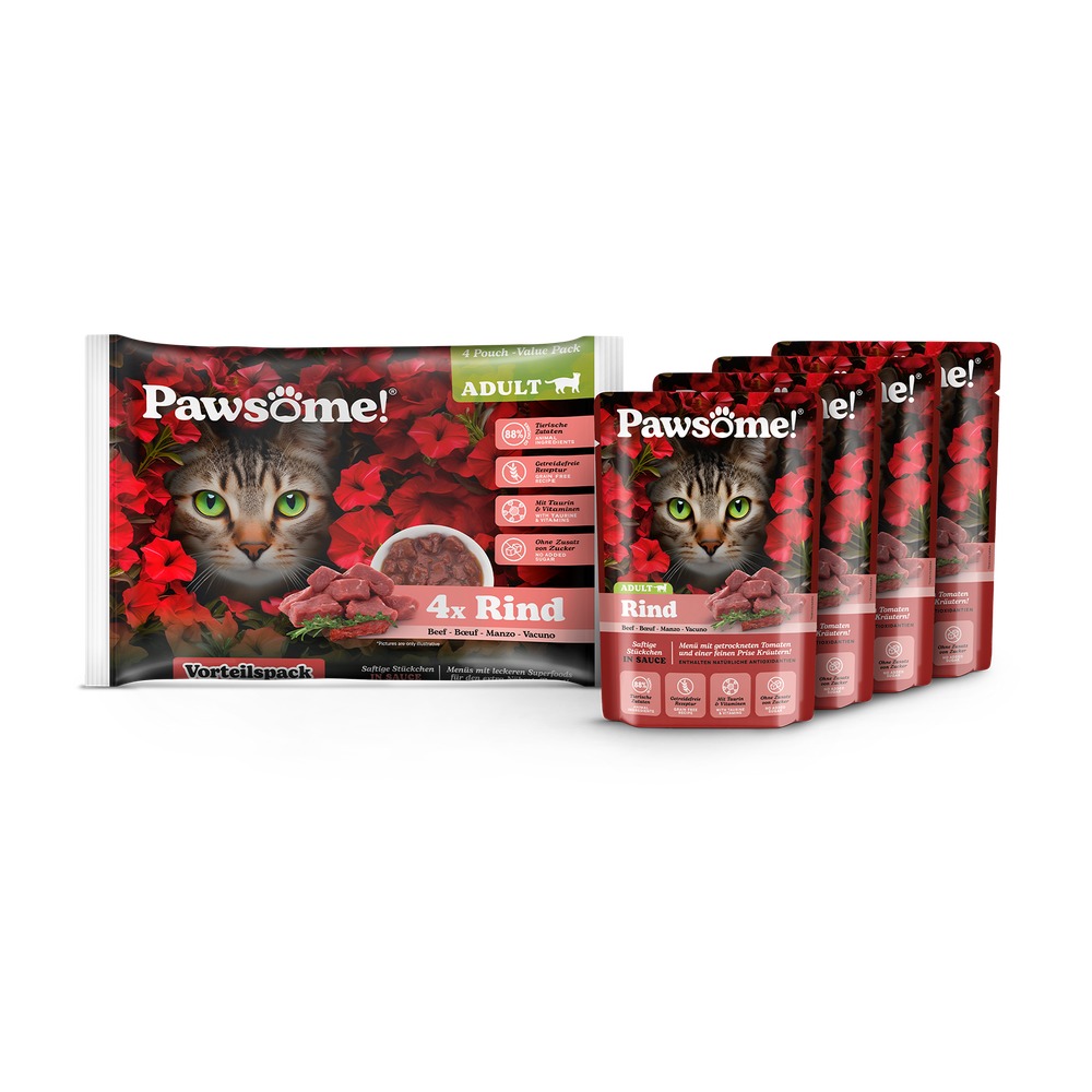 PAWSOME! pre Mačky Adult – Hovädzie 4 x 85g