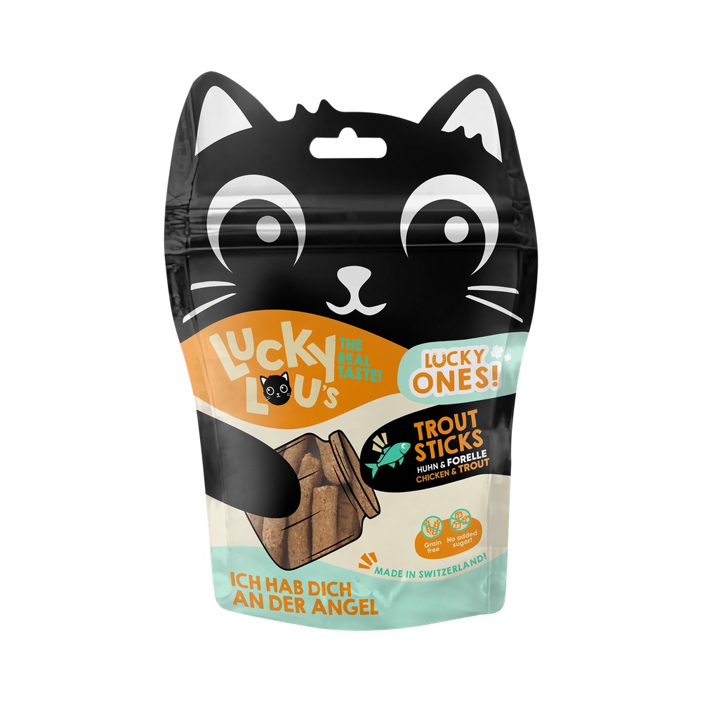 LUCKY LOU pamlsky pre mačku Ones Sticks – Kura a Pstruh 50g