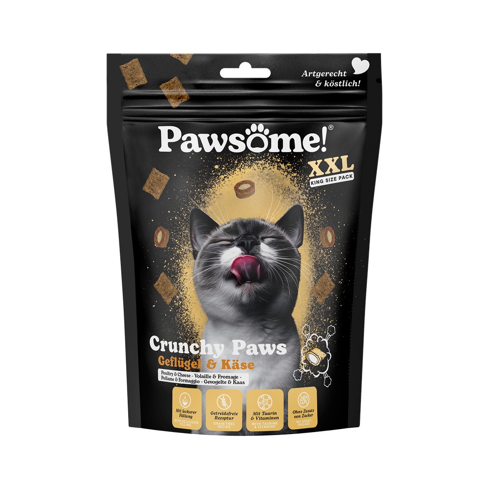 PAWSOME! Crunchy pre mačky – Kura a Syr 150g