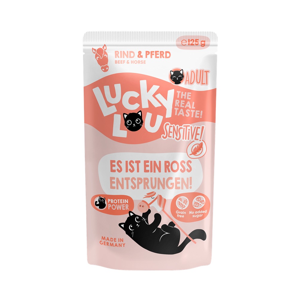 LUCKY LOU Lifestage pre Mačky Adult Sensitive – Hovädzie a Konské